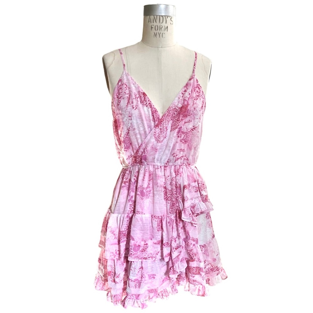 [NWT] Pastel Pink Paisley Strap Short Dress Orig$255 Size S